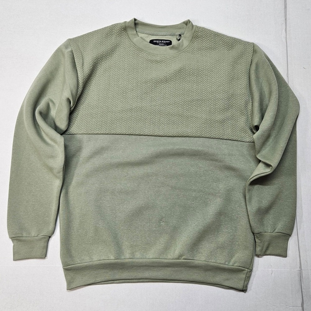 Eighth Avenue New York Men Small Sage Green Textured Crewneck Sweatshirt - Picture 9 of 10